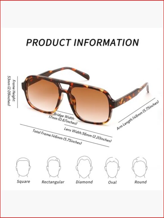 Retro Aviator Square Sunglasses - UV400 Protection Trendy Shades main image 2